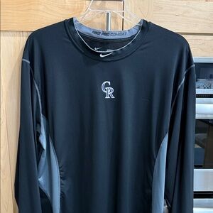 Nike Pro Colorado Rockies Combat Black and Gray Men's Long Sleeve Shirt